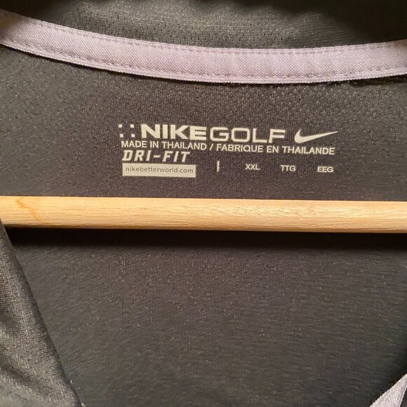 Nike Mens Large Golf Polo Shirt Short Sleeve black gray DriFit logo - Picture 3 of 4
